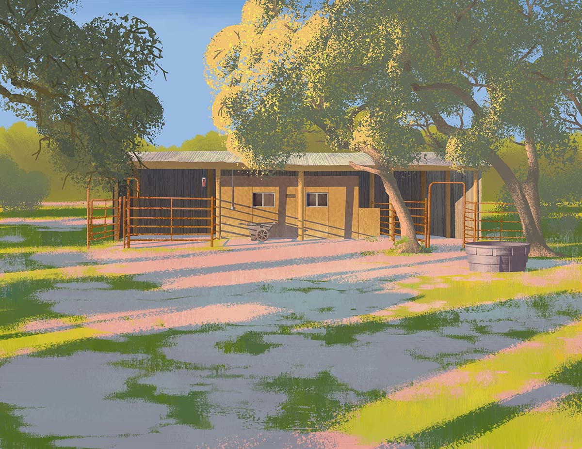 Painting of a barn exterior